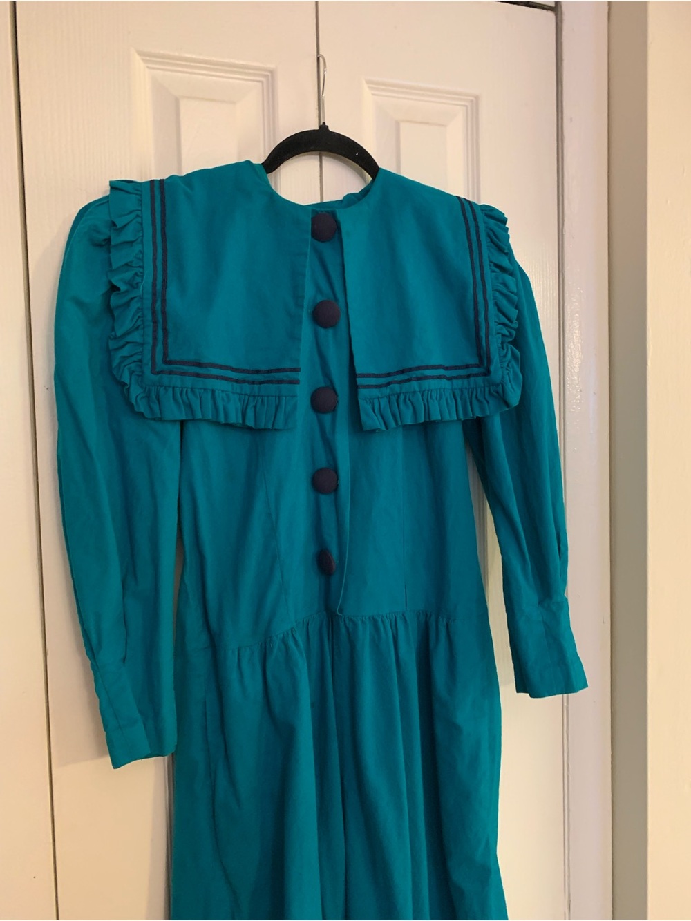 Vintage Tamaron Teal Ruffled Sailor Jumpsuit